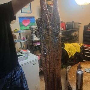 Crystal Doll Blush Pink Sequin V-Neck Maxi Dress